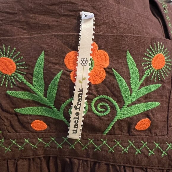 Uncle Frank by Ivy Jane Embroidered Floral XS Dress V-Neck Short Sleeve Cotton - Picture 9 of 10